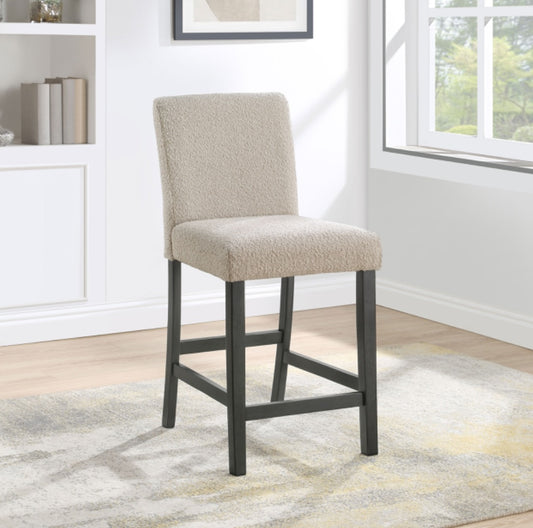 Alba Boucle Upholstered Counter Height Dining Chair Beige And Charcoal Grey Set Of 2
