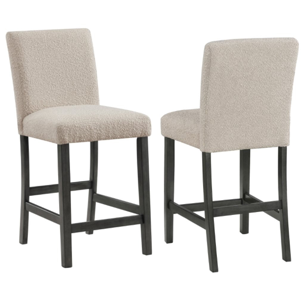 Alba Boucle Upholstered Counter Height Dining Chair Beige And Charcoal Grey Set Of 2