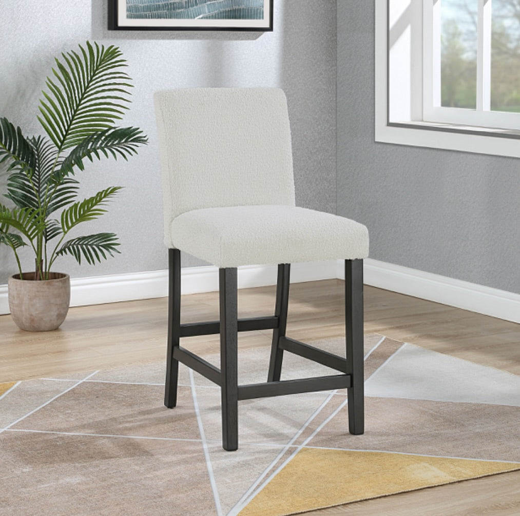 Alba Boucle Upholstered Counter Height Dining Chair White And Charcoal Grey Set Of 2