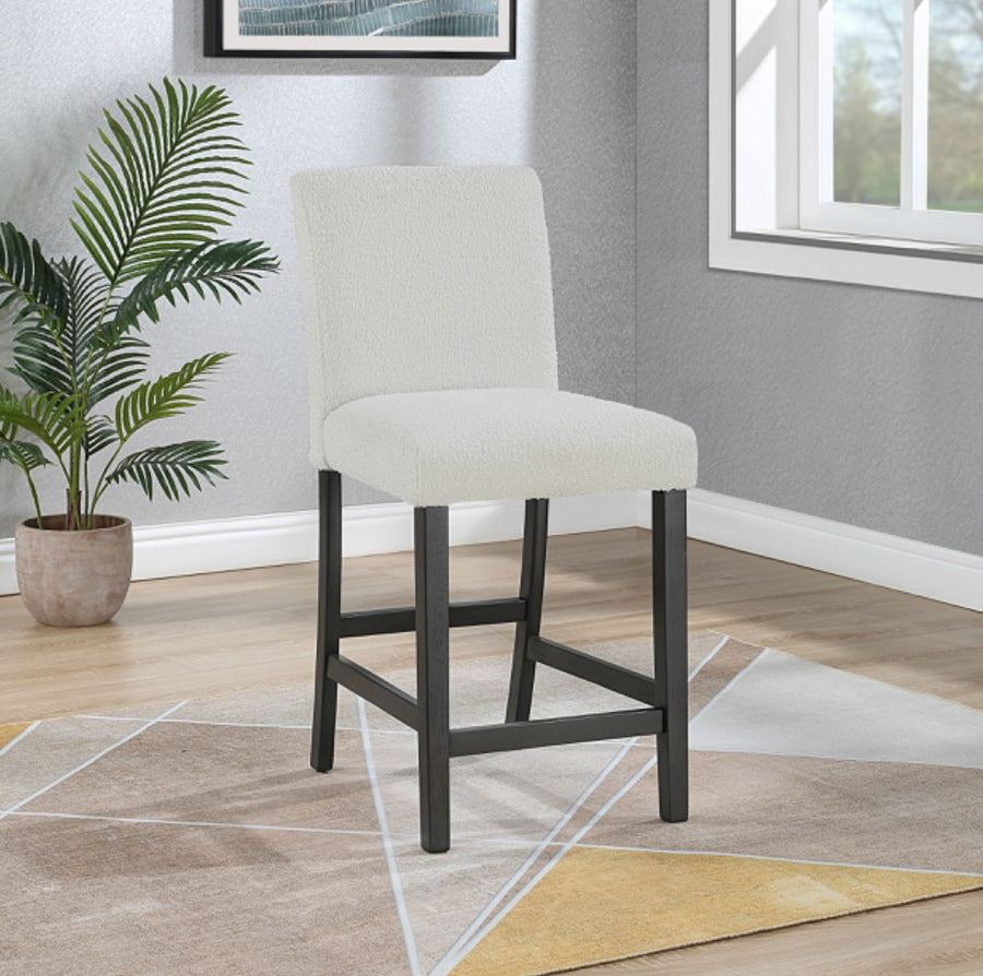 Alba Boucle Upholstered Counter Height Dining Chair White And Charcoal Grey Set Of 2