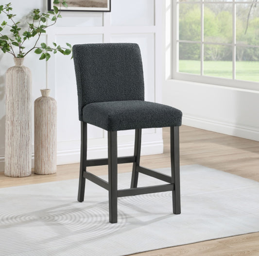 Alba Boucle Upholstered Counter Height Dining Chair Black And Charcoal Grey Set Of 2