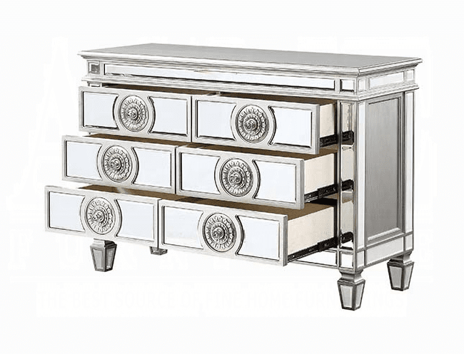 Varian Dining Server Antique Platinum & Mirror by ACME Furniture