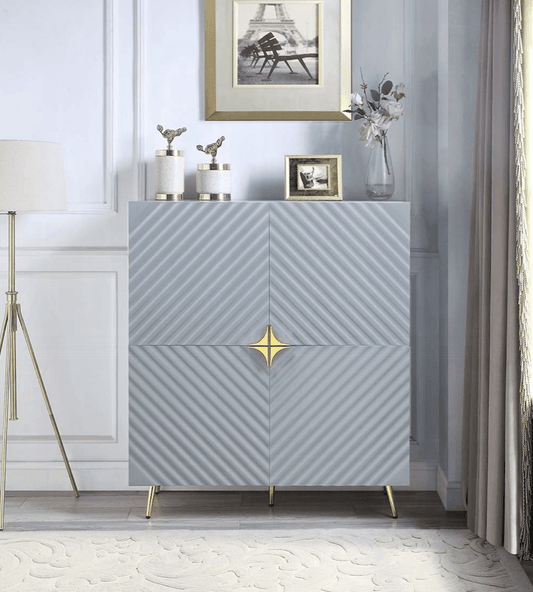 ACME Gaines Accent Cabinet in Gray High Gloss Finish AC01032