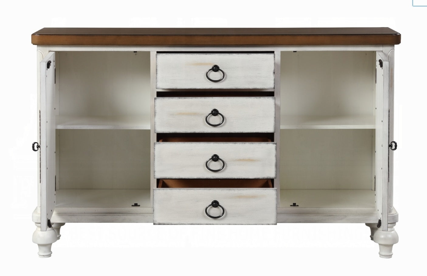Vermont Antique White Cabinet with Mirrored Front