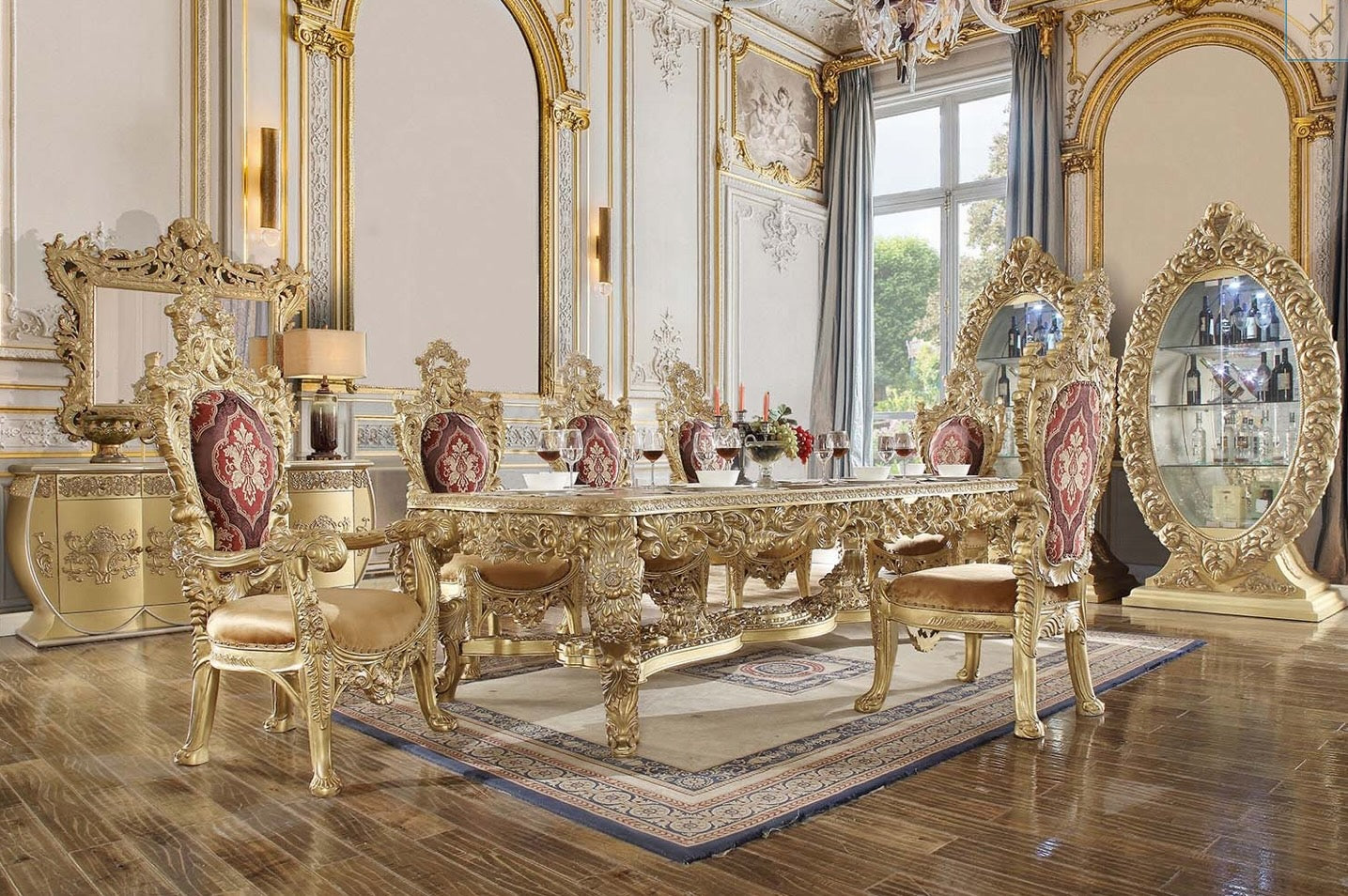 Bernadette Rococo Period 9PC Dining Set - Gold