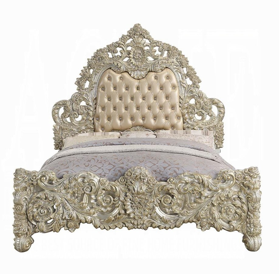 Sorina Lavish Traditional King Bed - Antique Gold