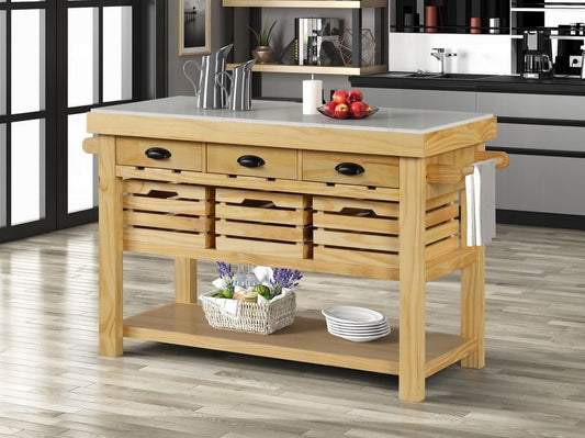 Grovaam Kitchen Island with Marble Top