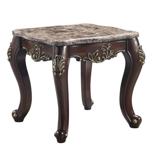 ACME Ragnar Coffee Table, Marble Top & Cherry Finish LV01125