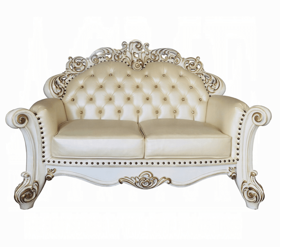 ACME Vendom Sofa w/5 Pillows, Champagne PU & Antique Pearl Finsih LV01324