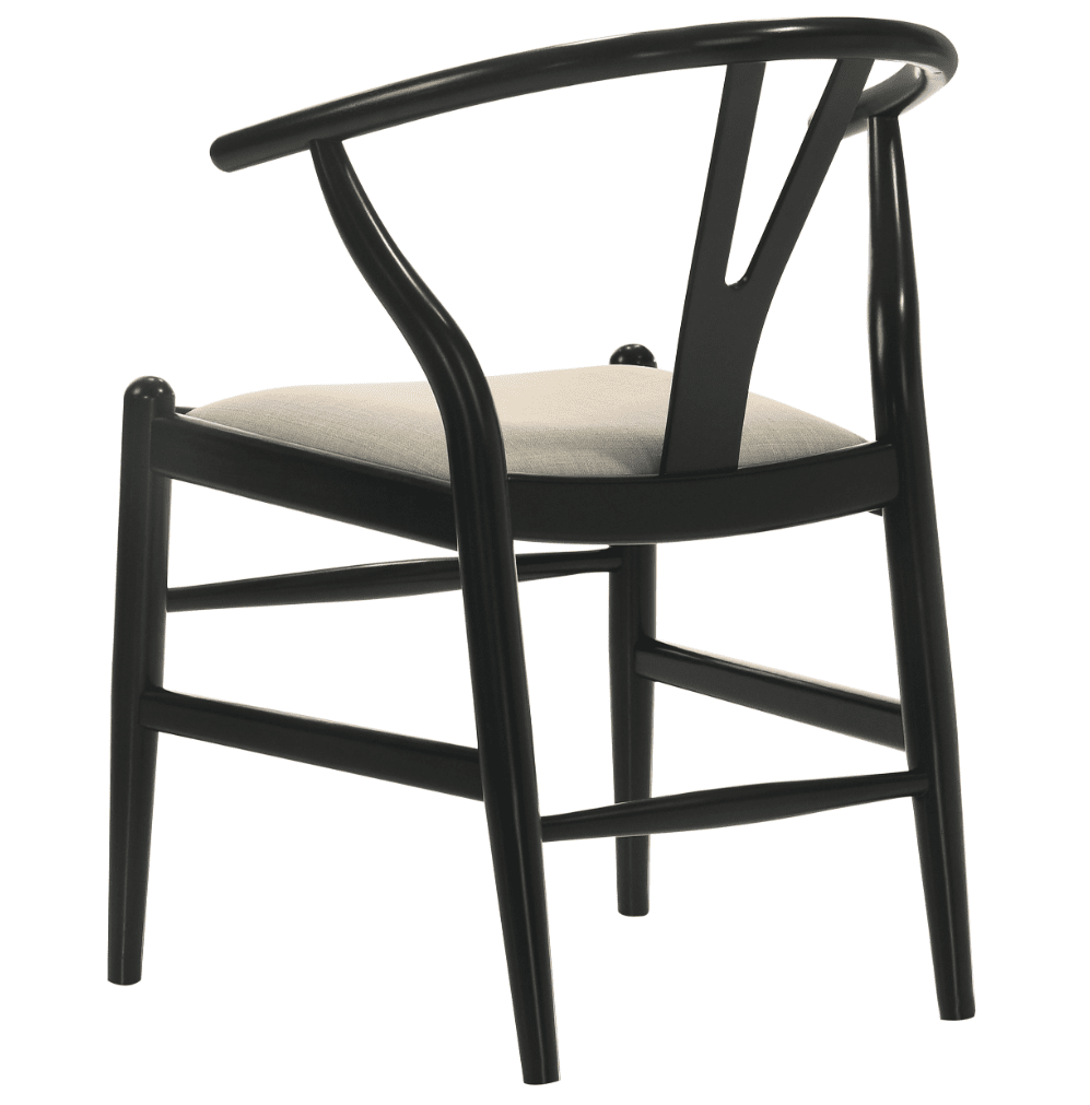 Cortona Danish Y-Shaped Back Wishbone Dining Side Chair Black And Beige Set Of 2