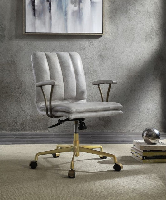 Damir Executive Office Chair - Vintage White Top Grain Leather