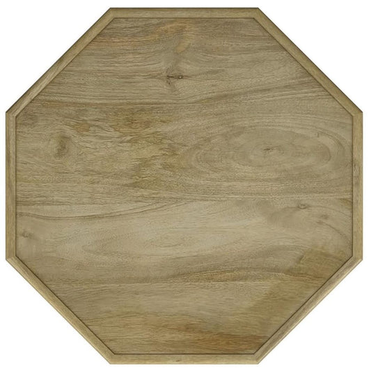 Torres Octagonal Solid Wood Side Table With Intricate Openwork Carvings Natural Brown