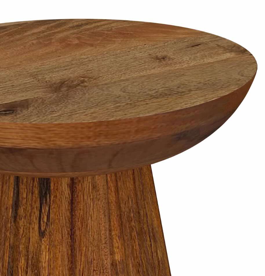 Aureo Round Solid Wood Accent Side Table Wild Honey