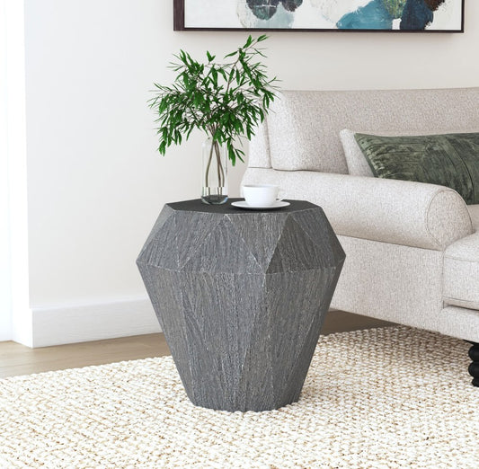 Jacinto Geometric Solid Mango Wood Side Table Grey