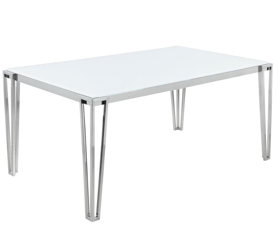 Pauline Rectangular Dining Table With Metal Leg White And Chrome