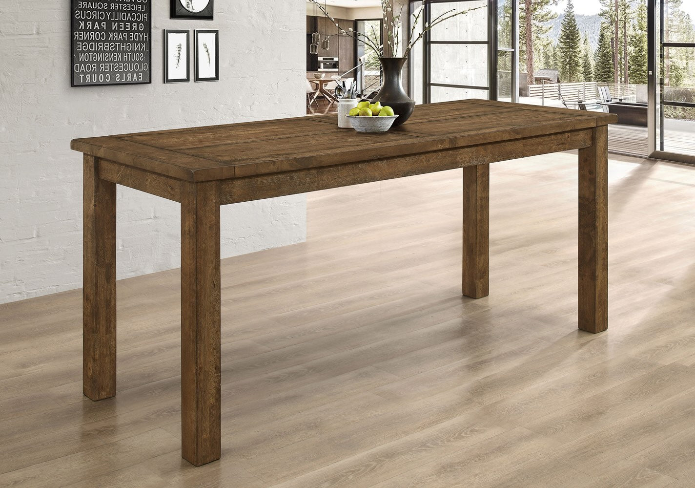 Coleman 84" Counter Height Table Rustic Golden Brown