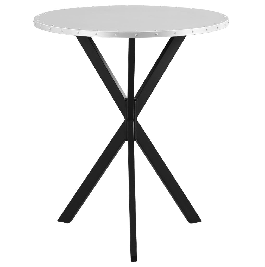 Kenzo Round Metal Top Bar Table Silver And Sandy Black