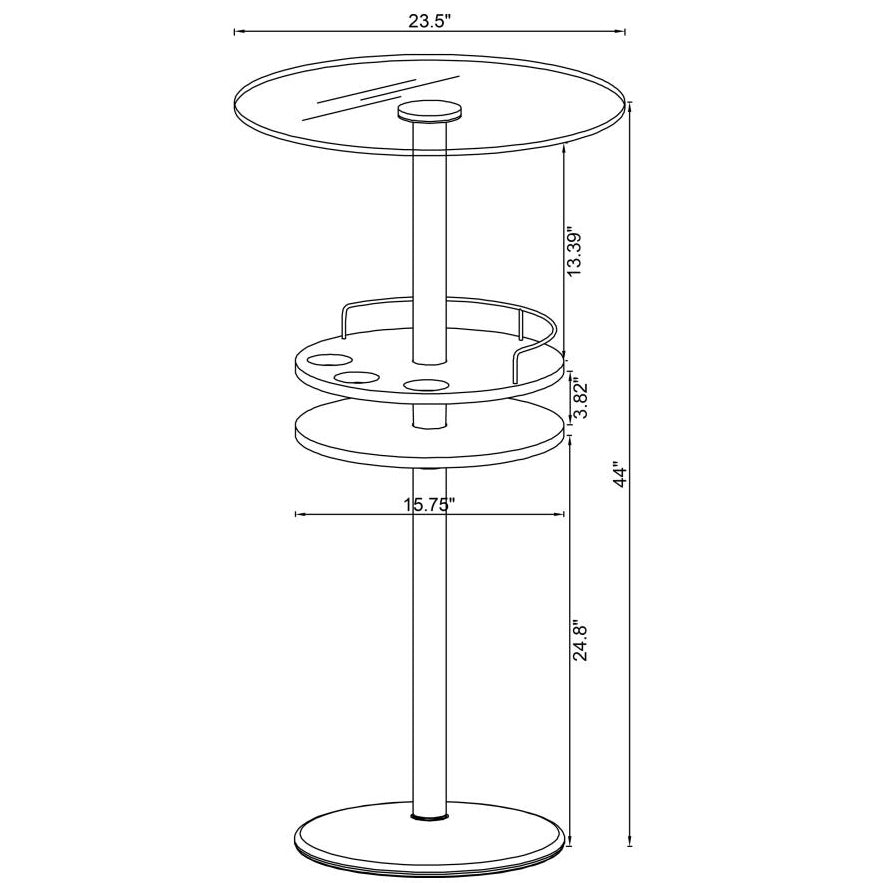Gianella Glass Top Bar Table With Wine Storage Black And Chrome
