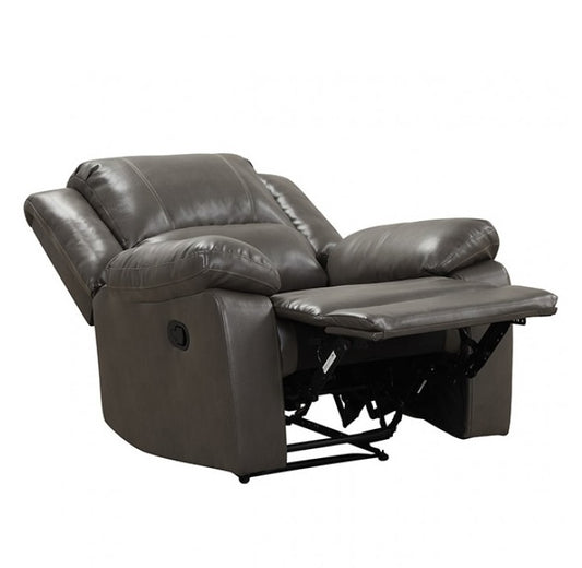 Letha Transitional Leatherette Recliner - Gray