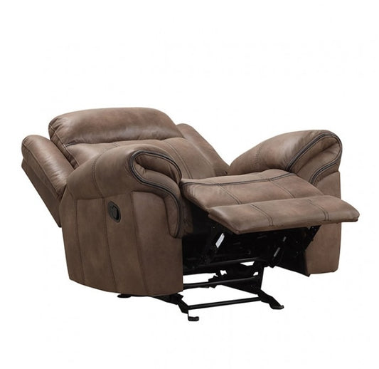 Agata Transitional Leatherette Recliner - Brown