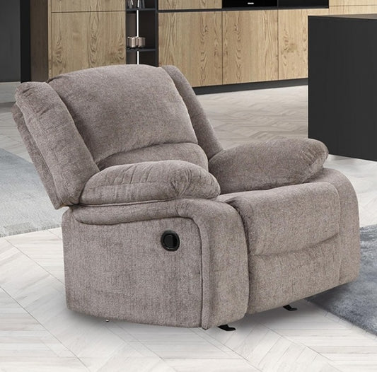 Cosimo Brown Chenille Pillow Arm Recliner - Mocha