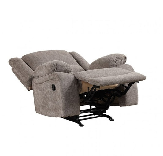 Cosimo Brown Chenille Pillow Arm Recliner - Mocha