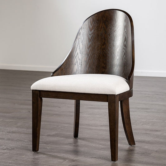 Morden Bentwood Back Side Chairs Set of 2 Dark Walnut & Off-White