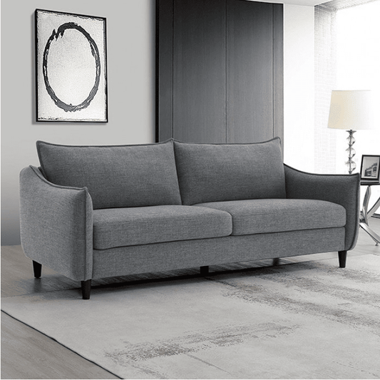 Vermon Contemporary Chenille Living Room Set with Walnut Legs - Gray