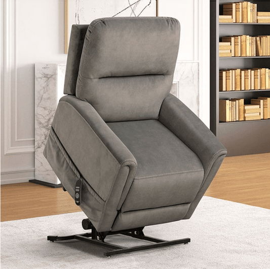 Ferdinandus Transitional Gray Velvet Power Lift Recliner
