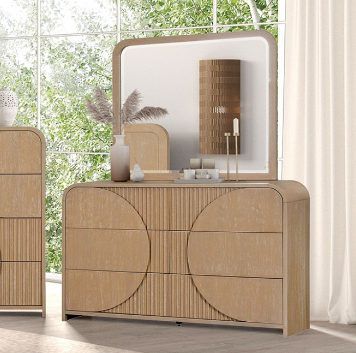 Tangentry Modern 6-Drawer Dresser, Natural – Finally Home Furnishings LLC