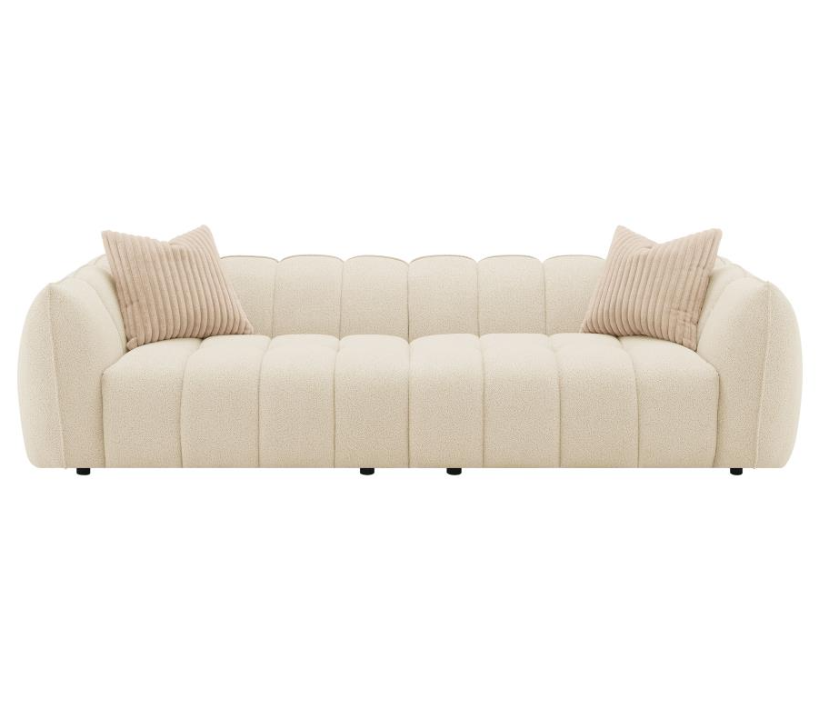 Winchester 112" Boucle Upholstered Extra Long Sofa Sand Pebble