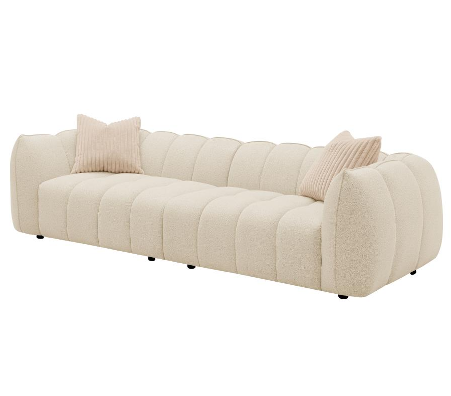 Winchester 112" Boucle Upholstered Extra Long Sofa Sand Pebble