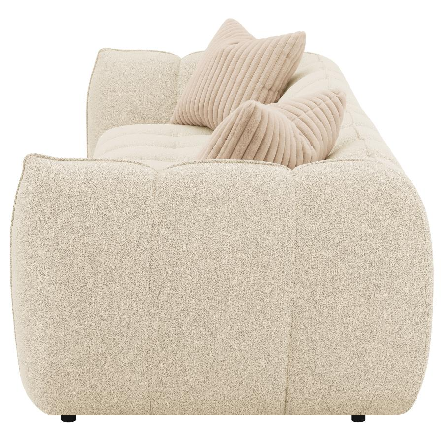 Winchester 112" Boucle Upholstered Extra Long Sofa Sand Pebble