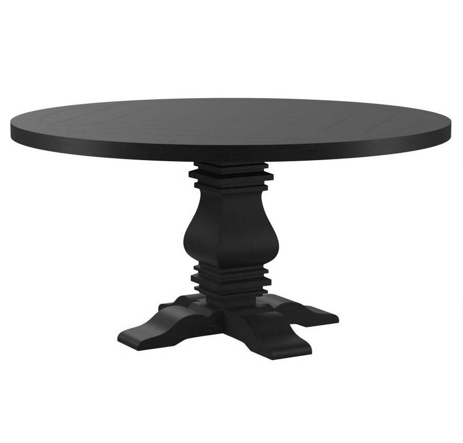 Florence Round 60-inch Pedestal Base Dining Table Black