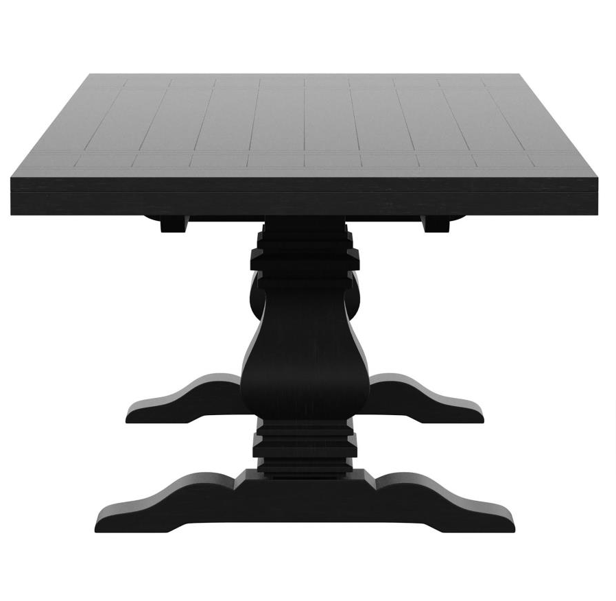 Florence 126" Solid Wood Dining Table w- Draw Leaf, Distressed Black