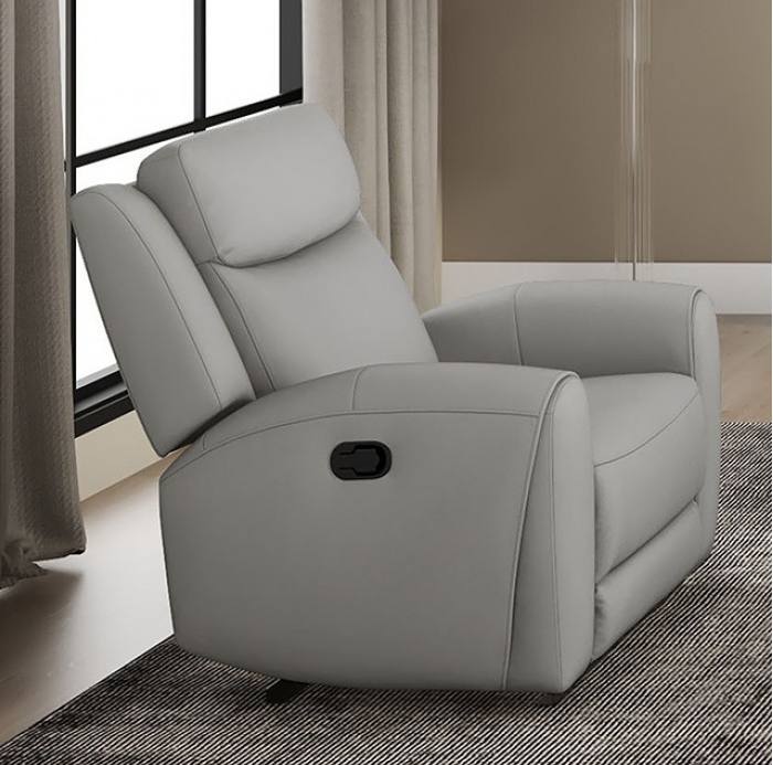 Jacobus Transitional Genuine Leather Wide Seat Recliner, Gray