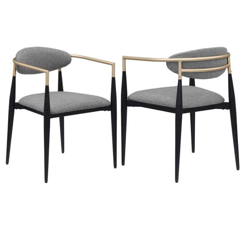 Alexis Fabric Upholstered Dining Arm Chair Grey Set of 2
