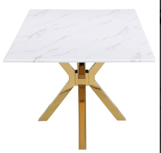 Venera Rectangular 79-inch Faux Marble Dining Table White