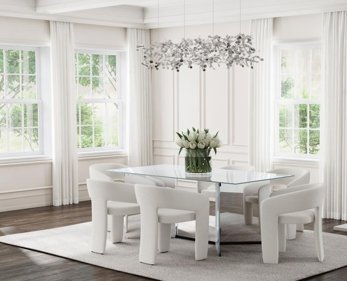 Emery 76-inch Rectangular Mirrored Dining Table Silver