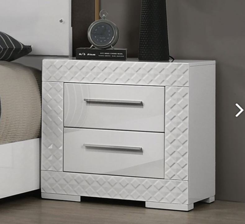 Whitby Glam Collection High Gloss Nightstand, White