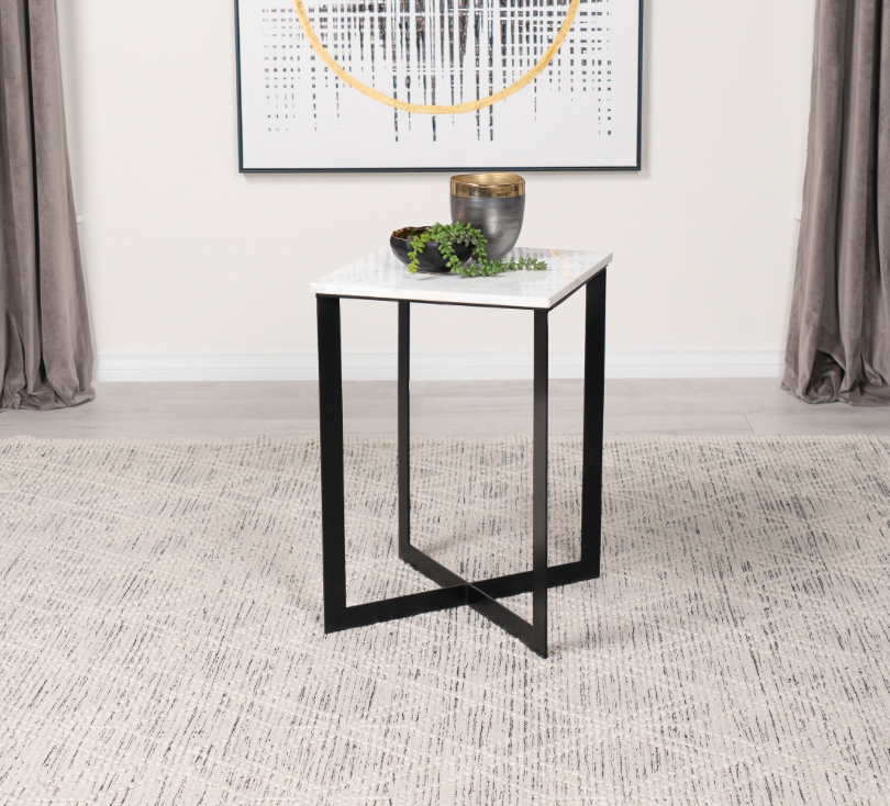 Tobin Square Marble Top Coffee Table White And Black