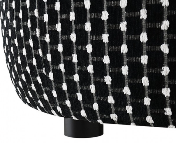 Viviani Round Chenille Ottoman, Black & White