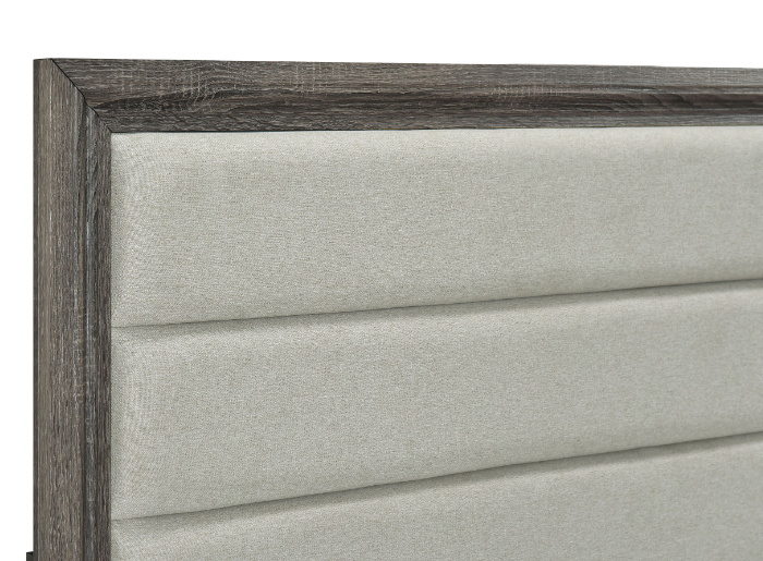 Wright 52" Upholstered Panel Bed, Brown Oak