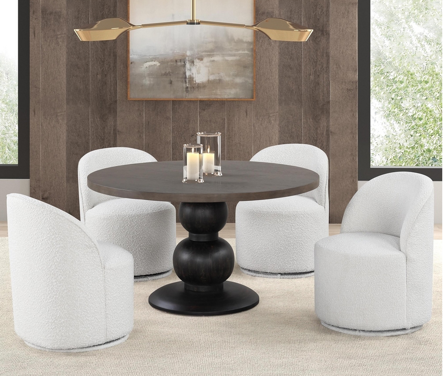 Essen Contemporary 54" Round Dining Table with Turned Pedestal Base