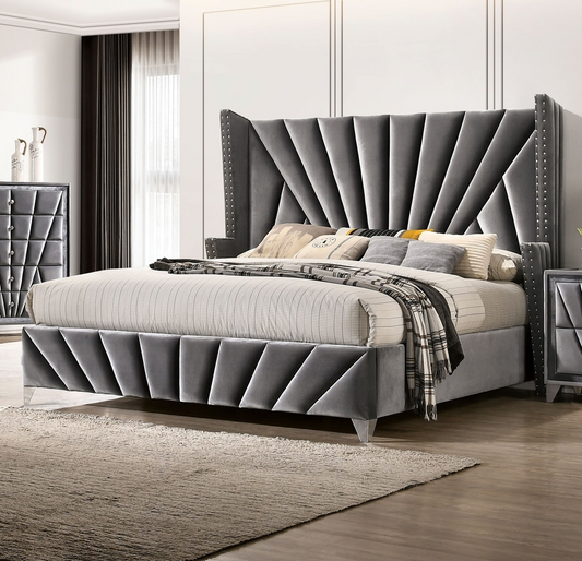 Carissa Art Deco Style Queen Wingback Bedroom Set