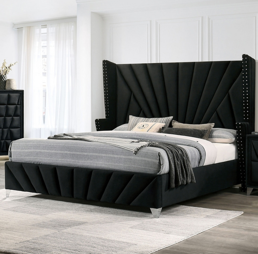 Carissa Art Deco Style Queen Wingback Bed