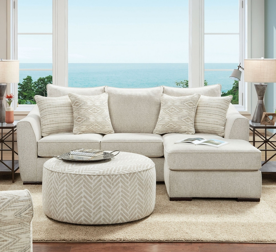 Saltney Transitional Upholstered Sectional in Ivory Chenille