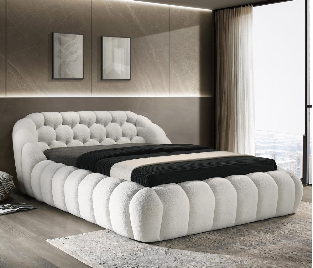 Newquay Ultra Contemporary Tufted Chenille King Platform Bed