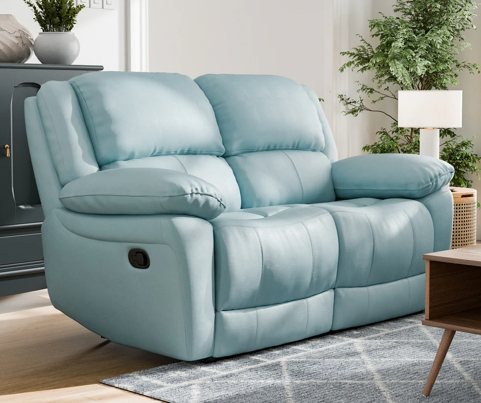 Glarus Transitional Leather Reclining Pillow Arm Sofa - 3 Colors