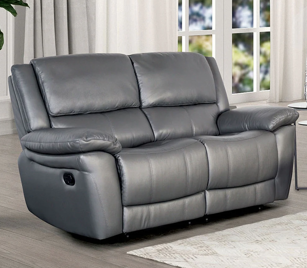 Glarus Transitional Leather Reclining Pillow Arm Sofa - 3 Colors